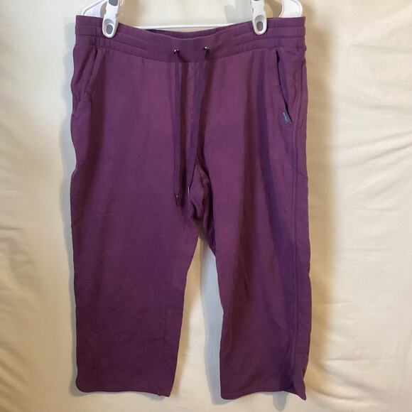 2313 NWT Eddie Bauer Active Purple Cropped Capri Pants With Pockets Drawstring - Picture 1 of 3